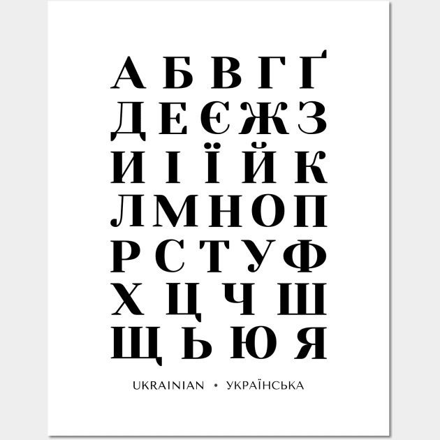 Ukrainian Alphabet Chart, Bold Ukraine Language Chart Wall Art by typelab